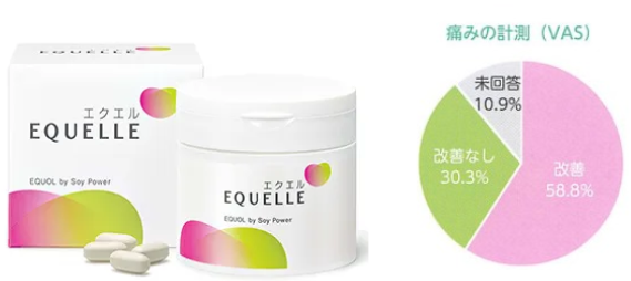 エクオール(エクエル)はおよそ60%の疼痛改善効果があります