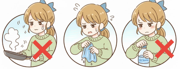 手首の痛みで「フライパンが振れない」「雑巾が絞れない」「ペットボトルのキャップが開けられない」などの症状がドケルバン病でみられます。