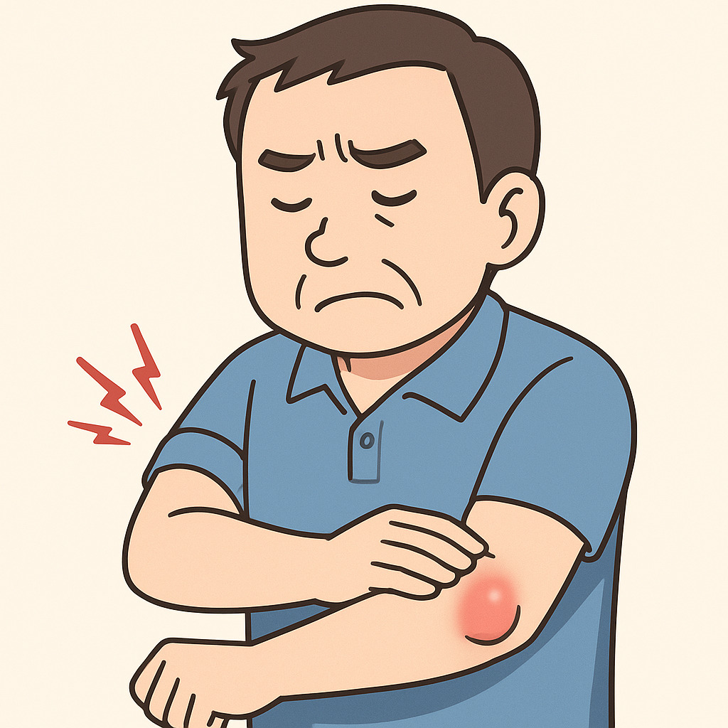 肘頭滑液包炎は肘にポコッとできものができる疾患